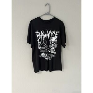 Balance Dark and Light Skull TShirt Mens L Skeleton Goth Time Peace EUC s